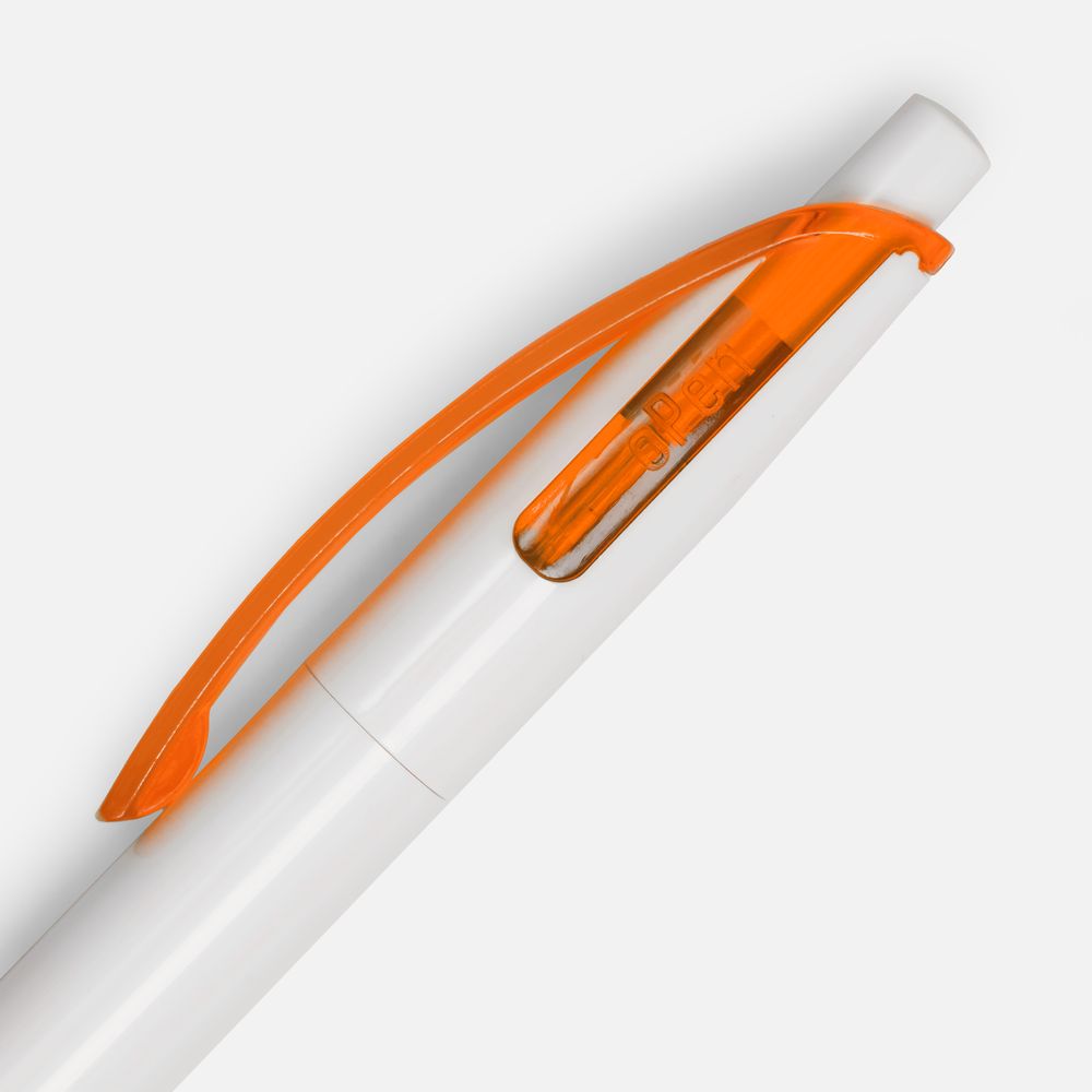 Ручка шариковая Bento, белая с оранжевым-2
