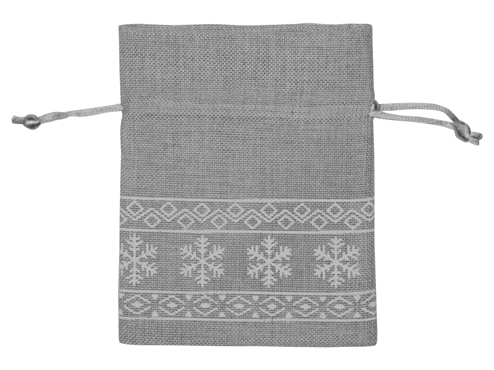 Мешочек подарочный новогодний, хлопок, малый, серый-1