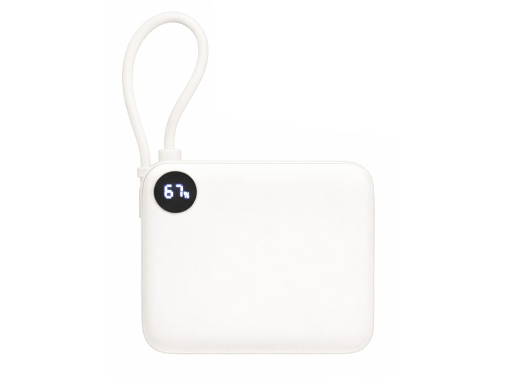 Внешний аккумулятор со встроенным кабелем Liri, QC/PD, 10000 мАч, теплый белый-2