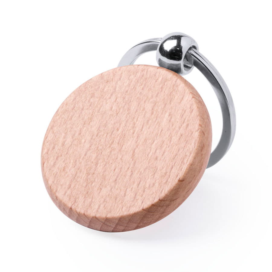 Брелок "PELTON", круглый, натуральный бук., светло-коричневый-1