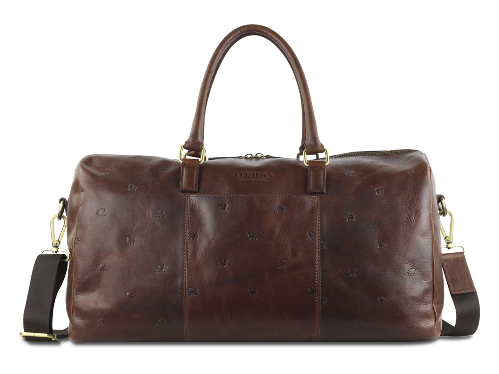 Сумка дорожная Mano Don Leon, натуральная кожа в коричневом цвете, 50 х 27 х 24 см-0