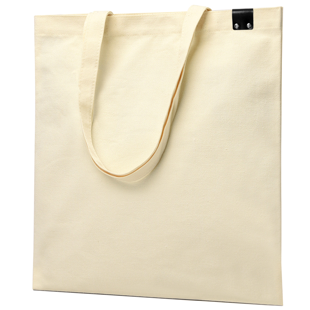 Сумка для покупок IVORY 325 г/м² с PU нашивкой, Чёрный-0