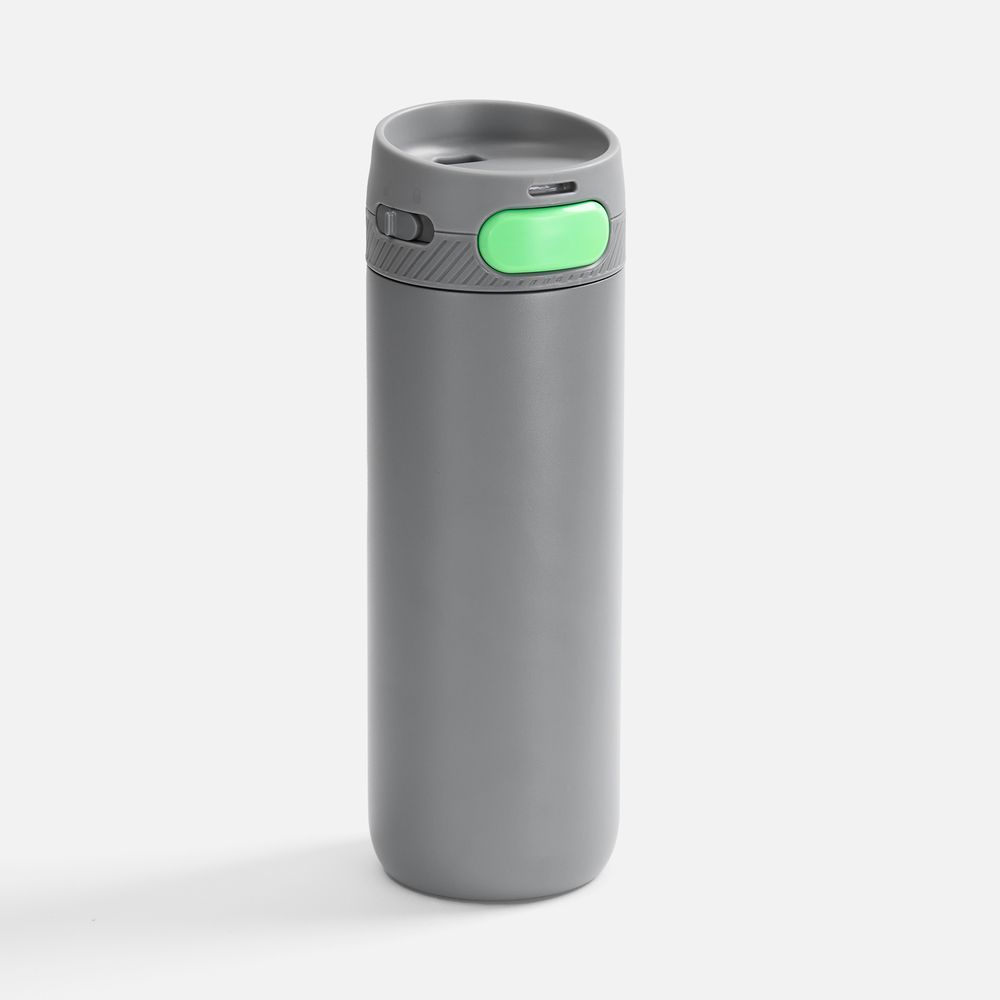 Термостакан X1 с цветной кнопкой, серый с зеленым-0