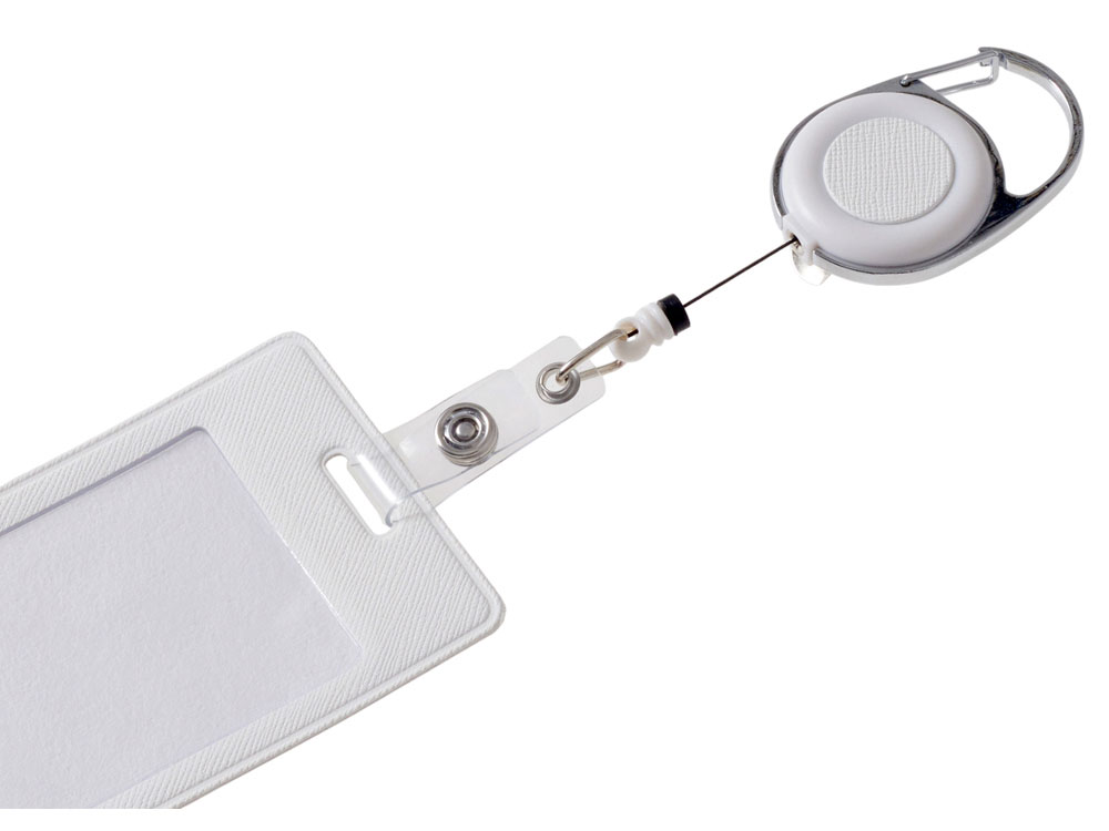 Бейдж с рулеткой-карабин Favor, белый-6