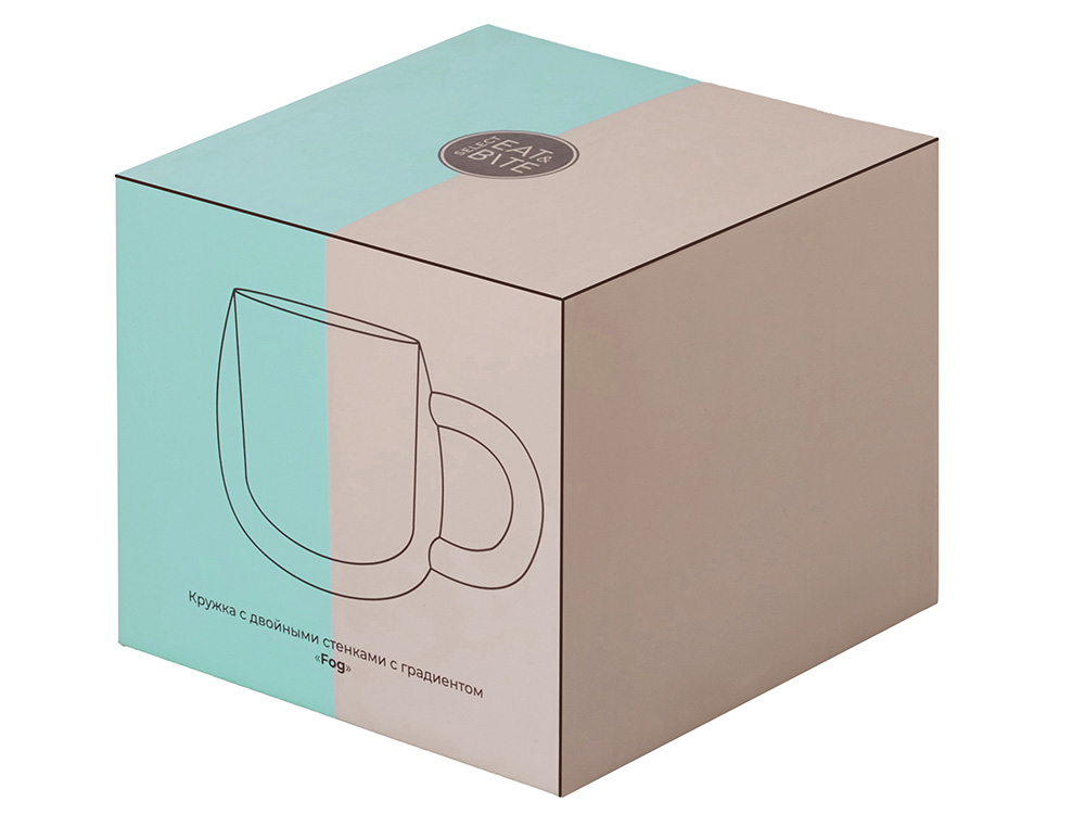 Кружка с двойными стенками с широкой ручкой и градиентным покрытием Fog, бирюзовый-5