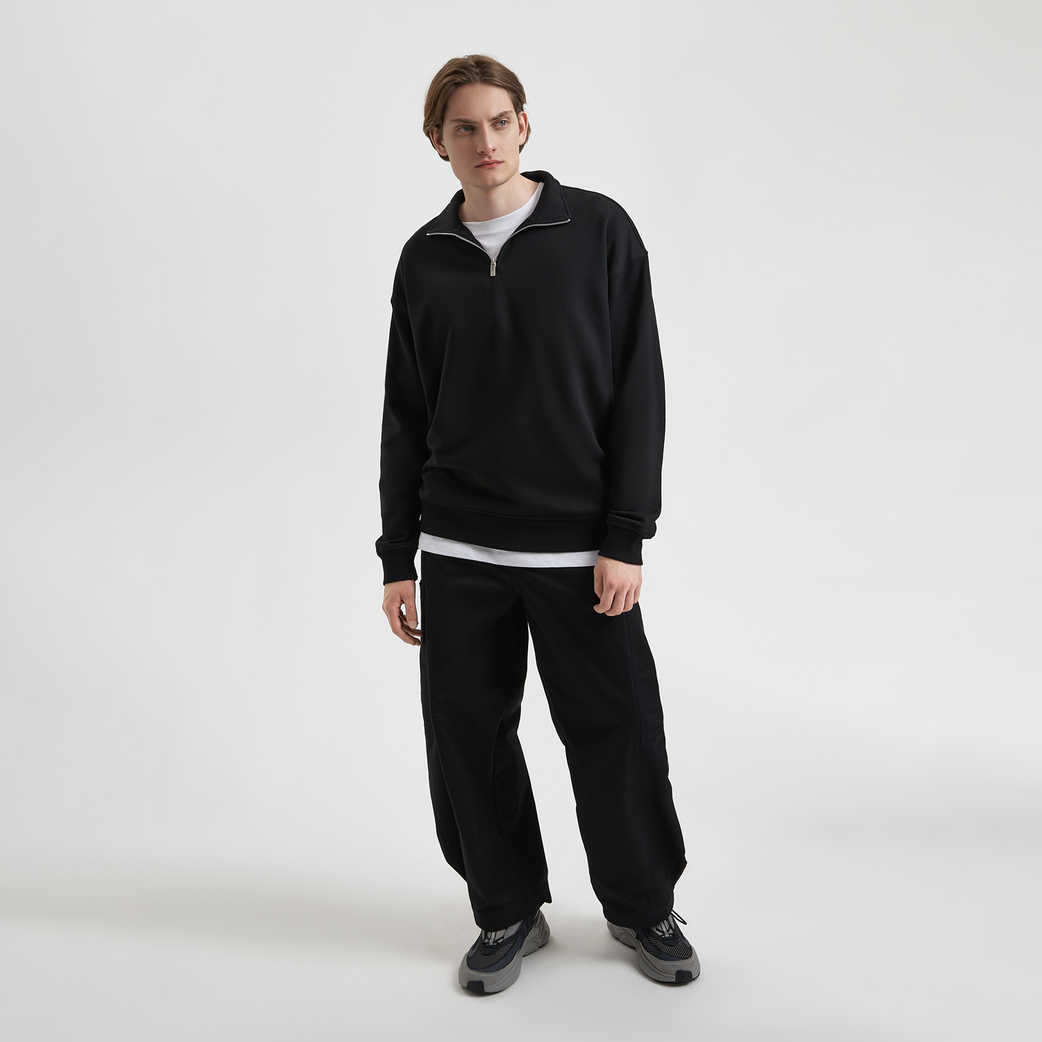 Толстовка на молнии унисекс Флоу (Flow), черная-1