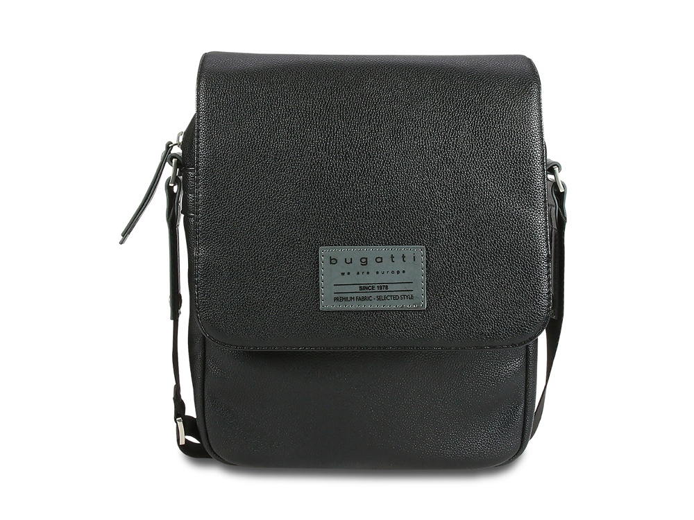 Сумка наплечная BUGATTI Moto D, чёрная, полиуретан, 25х8х30 см, 4 л-1