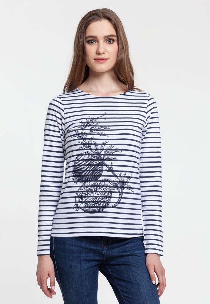 Футболка женская Grand Granat, белая с синим-1