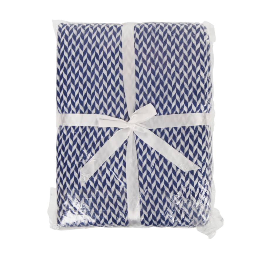 Плед VILLAGE, 130х150 см, акрил 220гр/м2, белый, синий-1