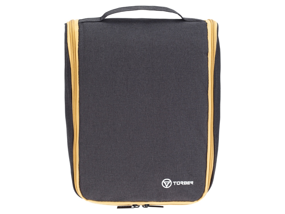 Несессер TORBER, дорожный, чёрный/бежевый, полиэстер 300D, 27 х 22 х 11 см-0