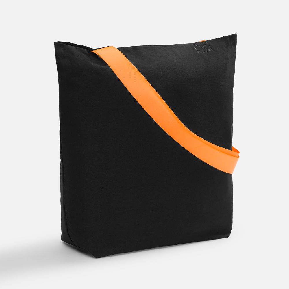 Шопер B5, черный с широкими оранжево-неоновыми ручками-0