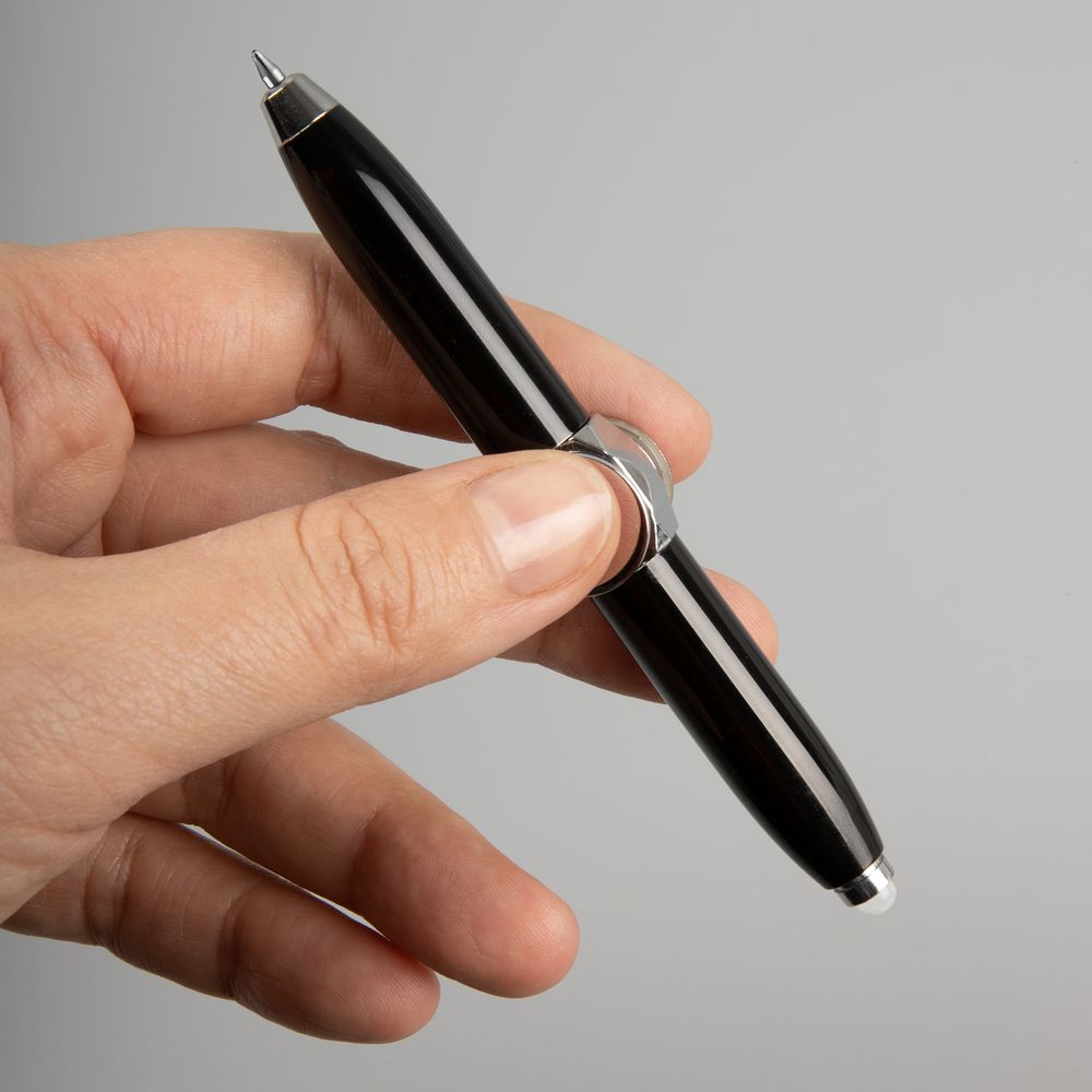 Ручка-спиннер Flipen с фонариком, черная-6