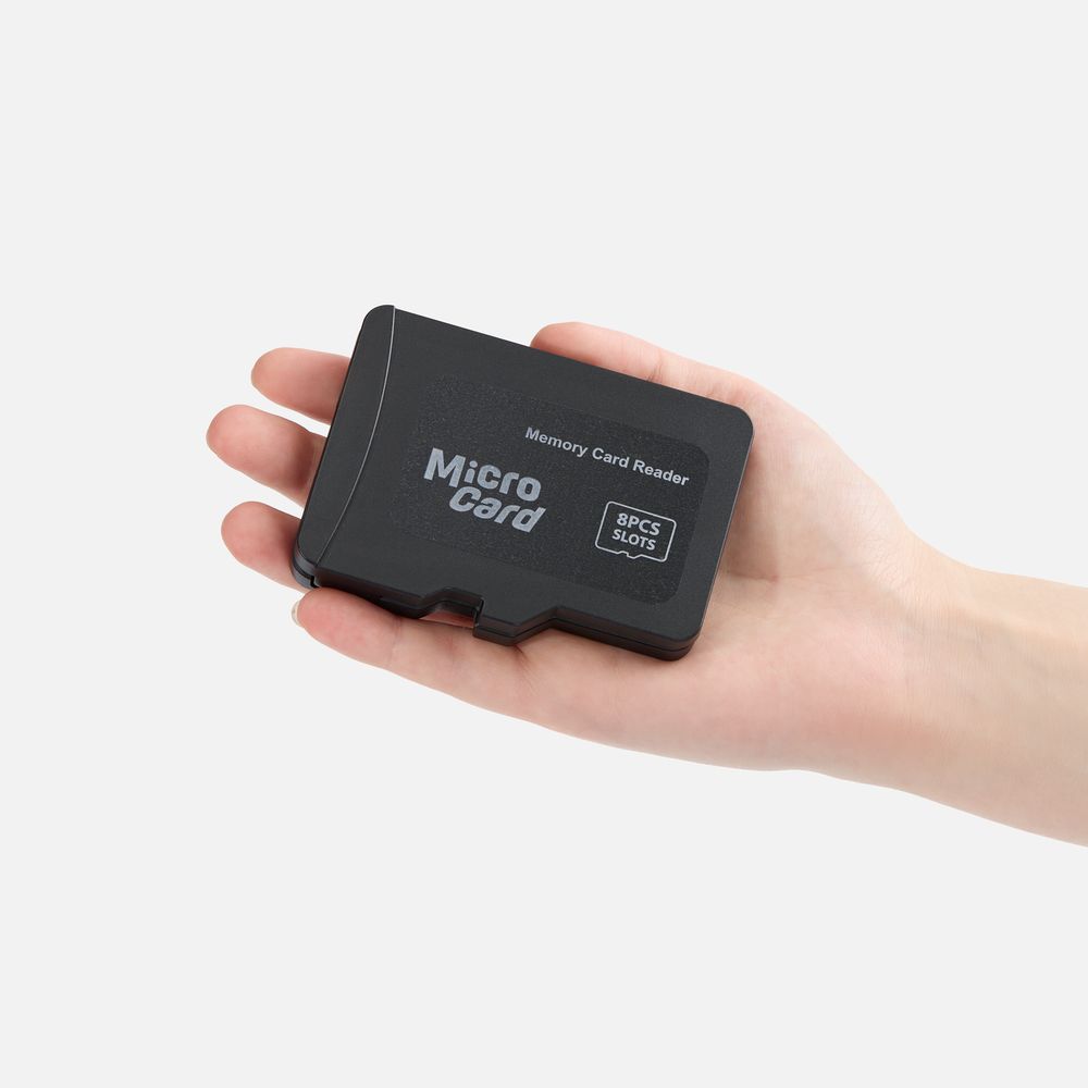 Органайзер для карт памяти и SIM с кардридером Multitask, черный-3