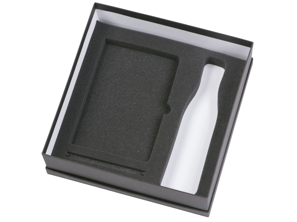 Подарочный набор с блокнотом С1, металлической ручкой и термобутылкой, серый-2