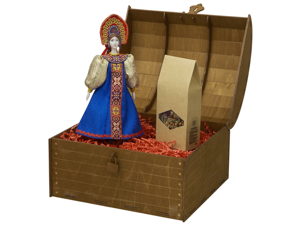 Подарочный набор: кукла фарфоровая, чай Малина с мятой, синий-1