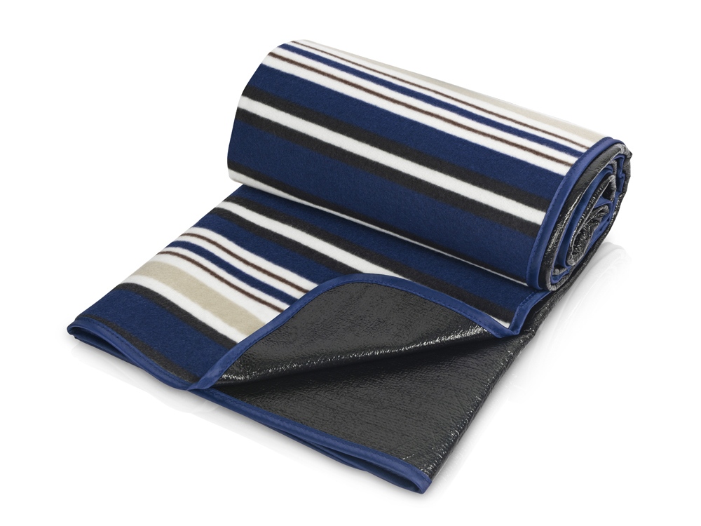 Плед в полоску в сумке Junket, синий-1