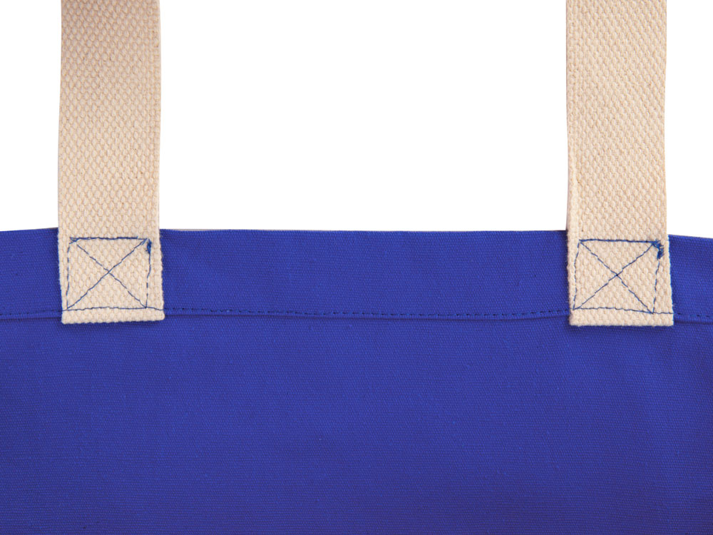 Сумка Donny из хлопка с донной складкой и парусиновыми ручками, синий-3