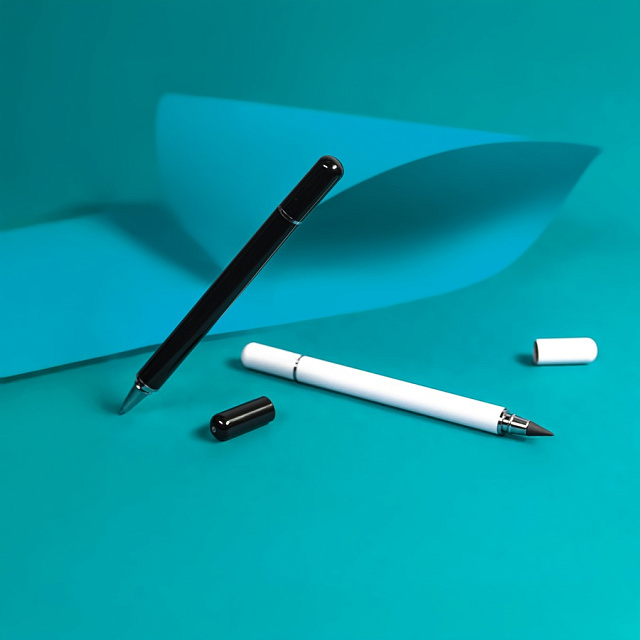 Ручка шариковая + карандаш вечный 2 в 1, белый-10