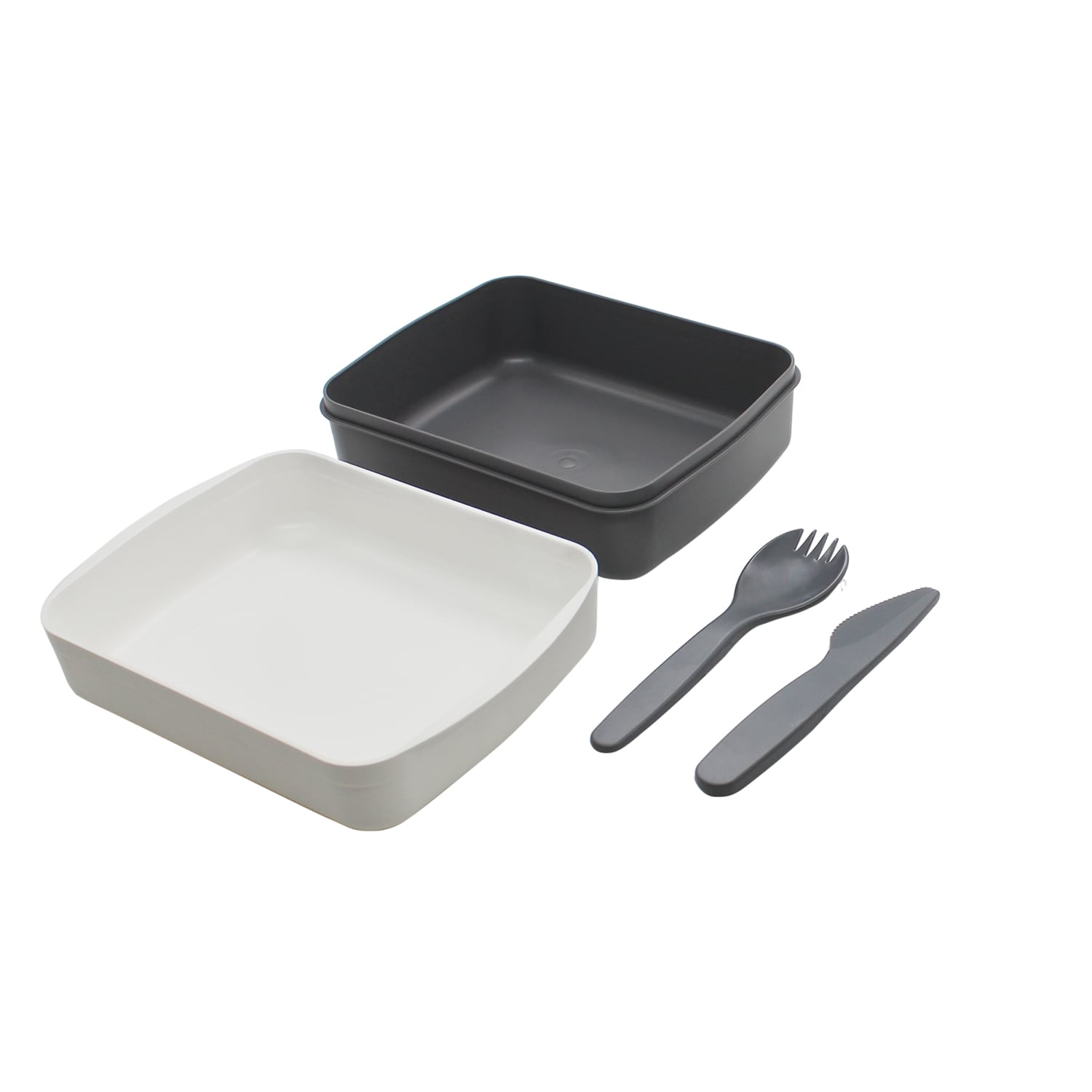 Ланч-бокс Lunch Green Line со столовыми приборами (серый)-3