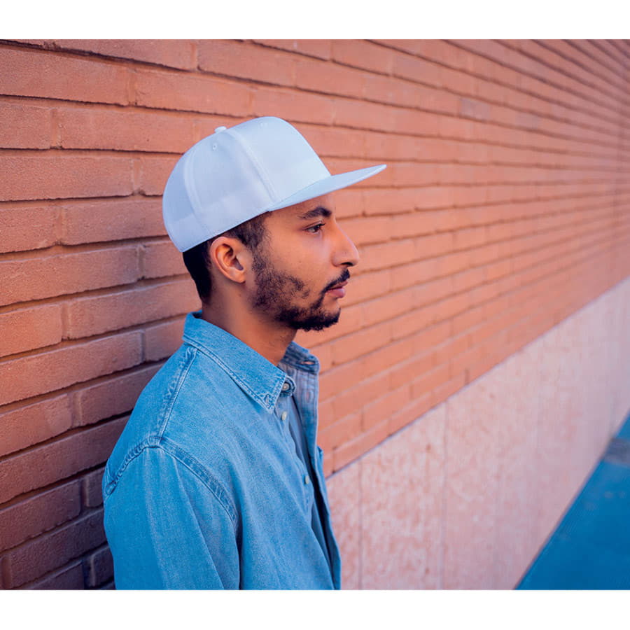 Бейсболка JAMES,6 клиньев,плоский козырек,ПВС застежка, белый-1