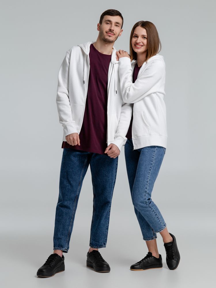 Толстовка на молнии с капюшоном унисекс King, белая-7