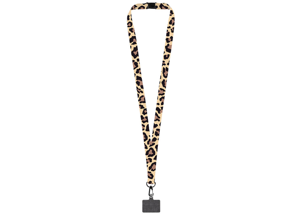 Ланъярд 2 см под сублимацию с трендовым карабином, замком обрыва и большим держателем для телефона из ПЭ, черный-1