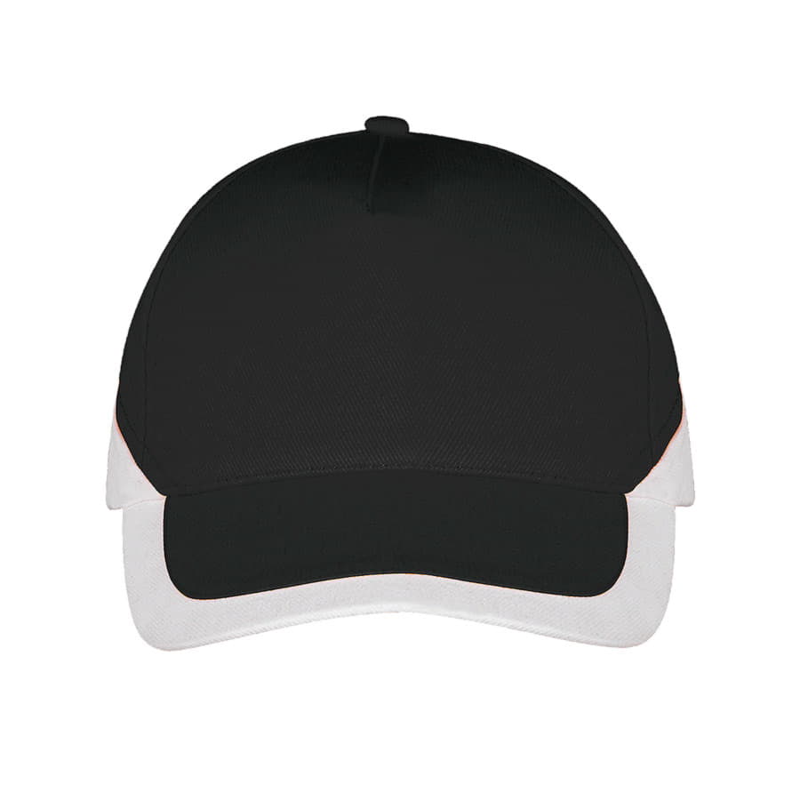 Бейсболка BOOSTER, 5 клиньев, металлическая застежка, черный, белый-2