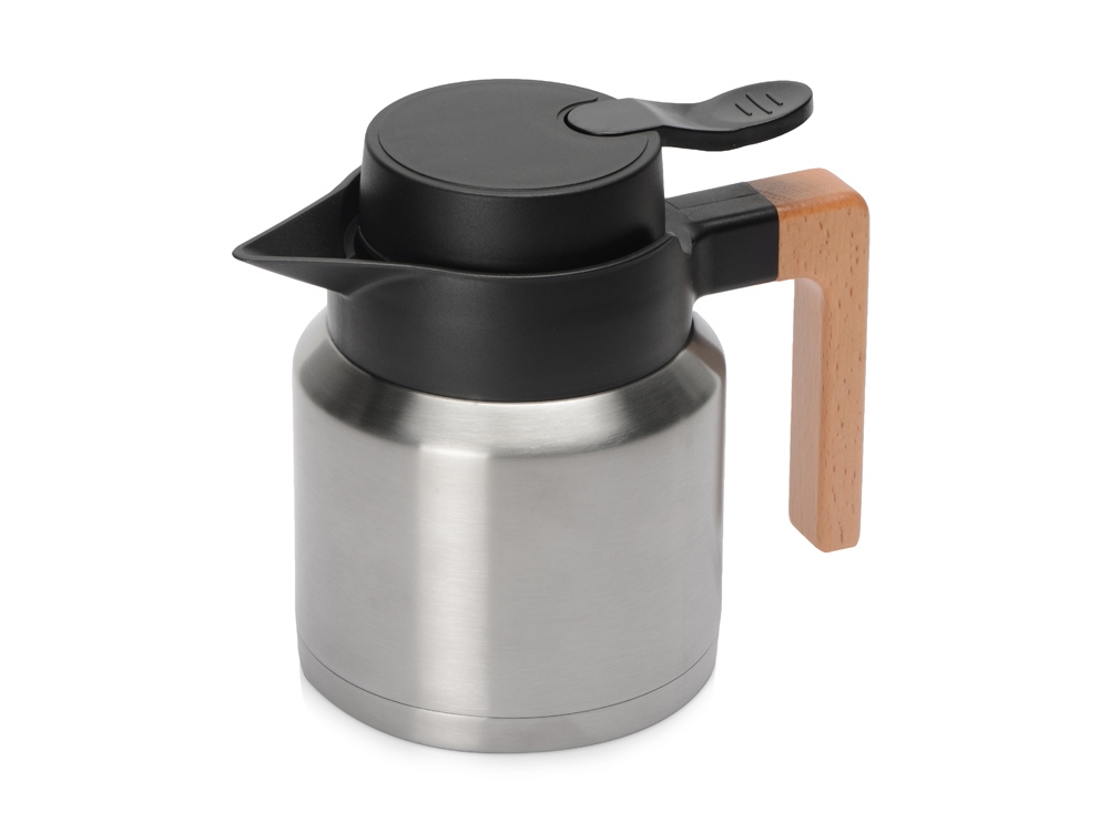 Кофепот с деревянной ручкой, 850 мл, серебристый-1