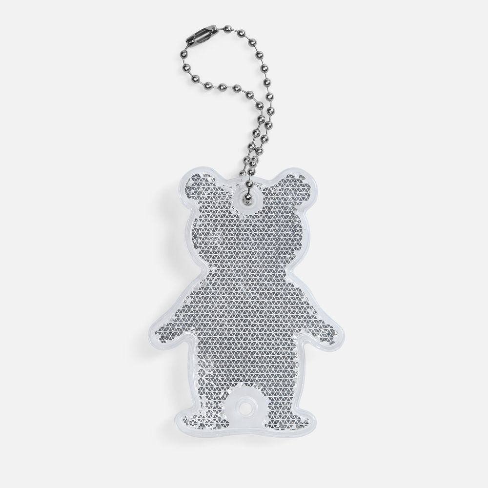 Пешеходный светоотражатель с цепочкой «Мишка», белый-0