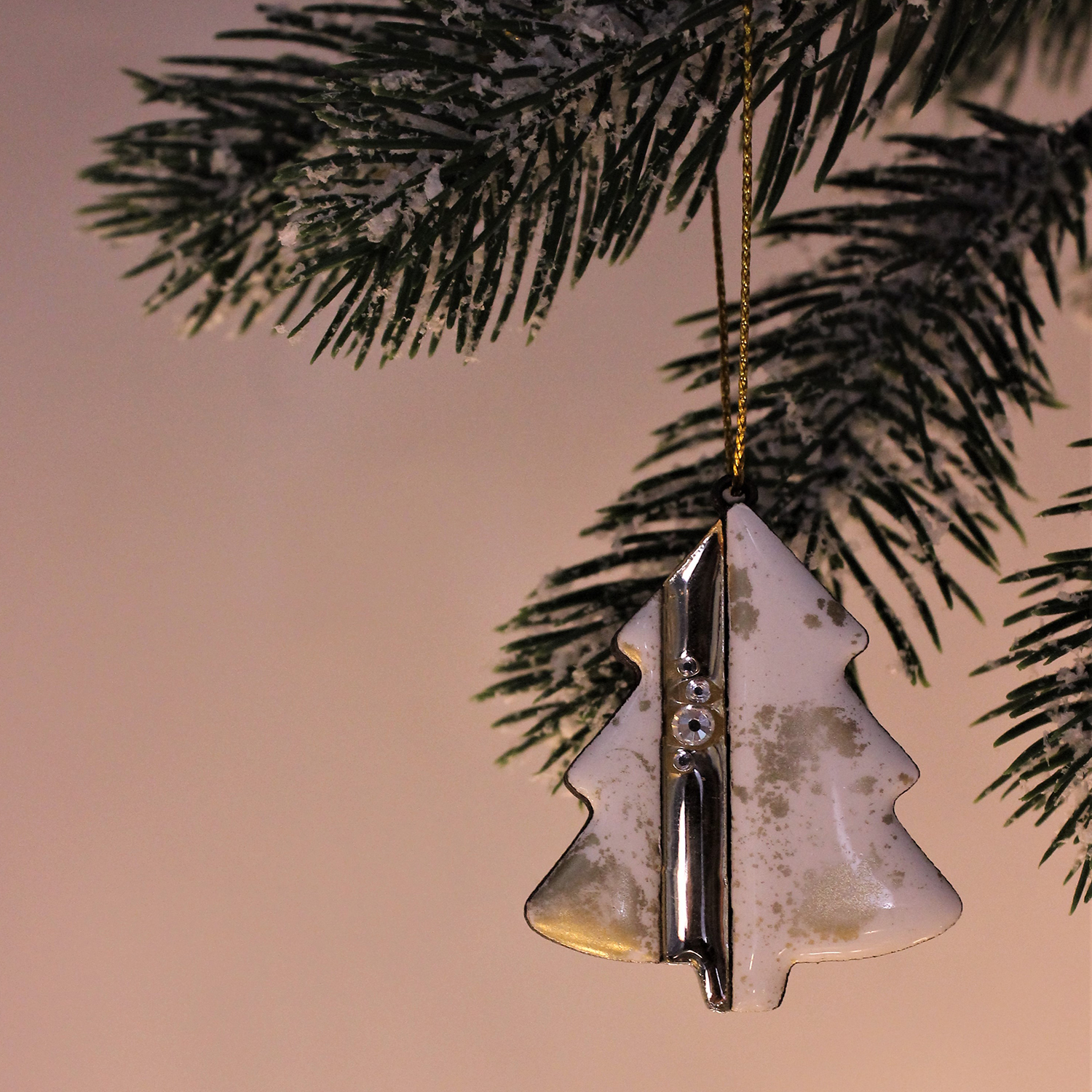 Ёлочная игрушка Ёлочка (белый с золотым )-4