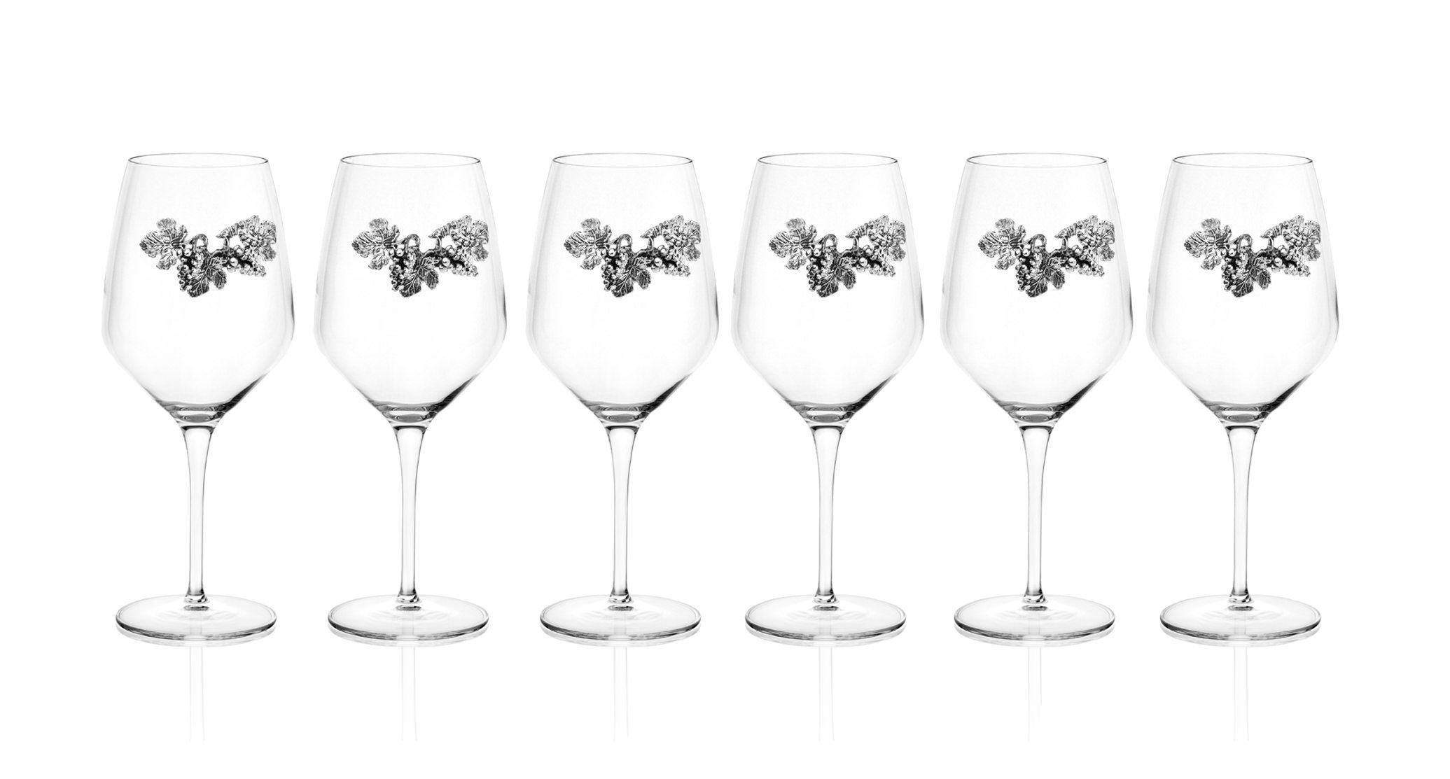 Комплект бокалов для красного вина 6 шт  UVA BLACK в подарочной упаковке , Прозрачный-0