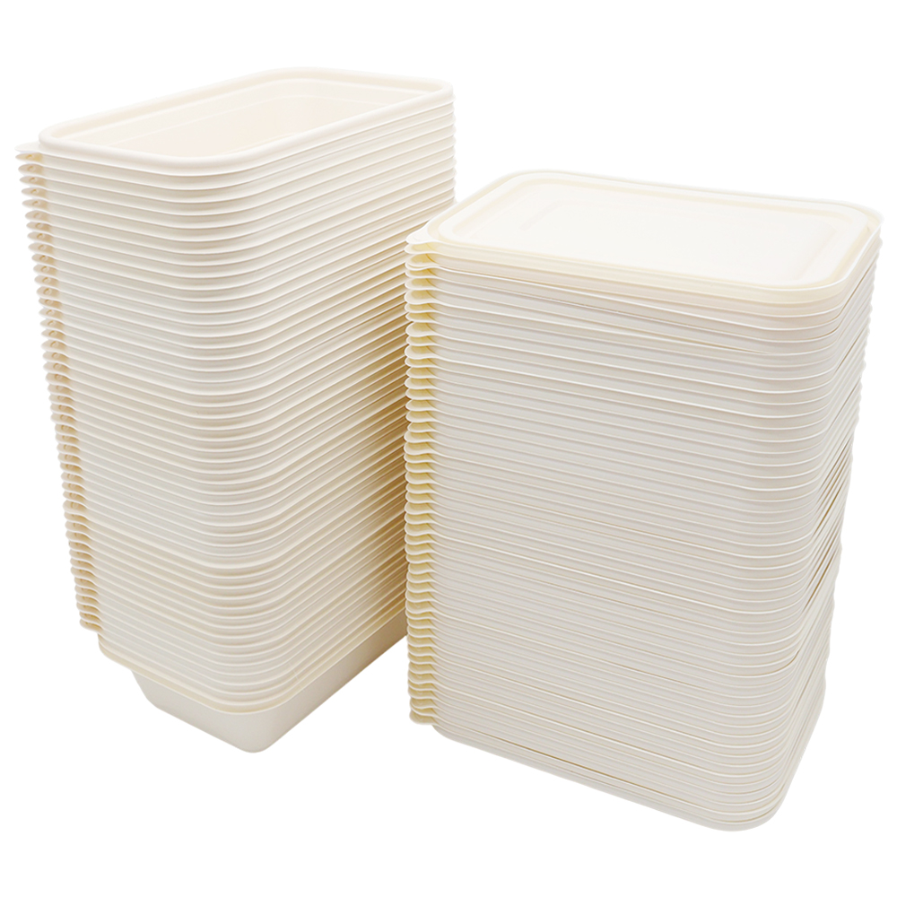 Набор контейнеров с крышкой из кукурузного крахмала, Белый-2