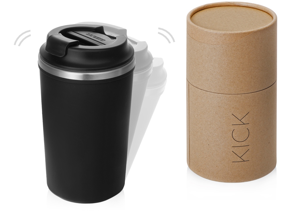 Герметичная термокружка на присоске Kick, 350 мл, черный-0
