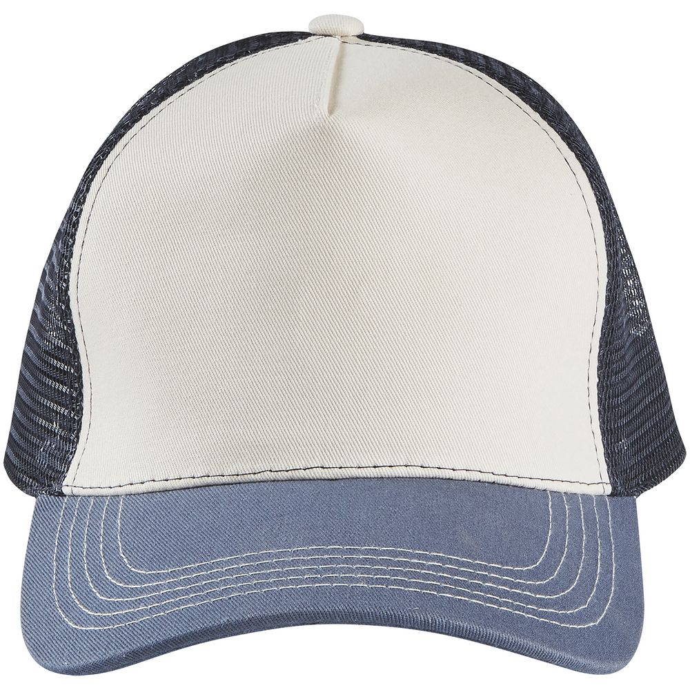 Бейсболка Blink, молочно-белая с синим (деним)-1