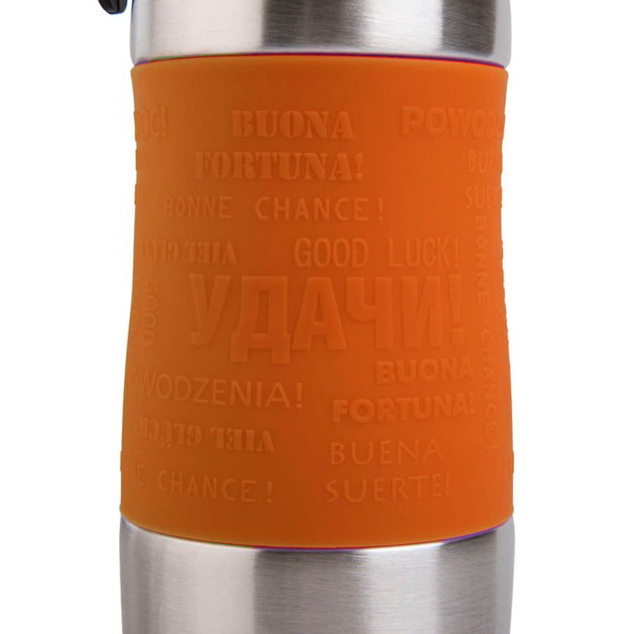 Термокружка вакуумная УДАЧА SILVER, 400 мл, оранжевый-2
