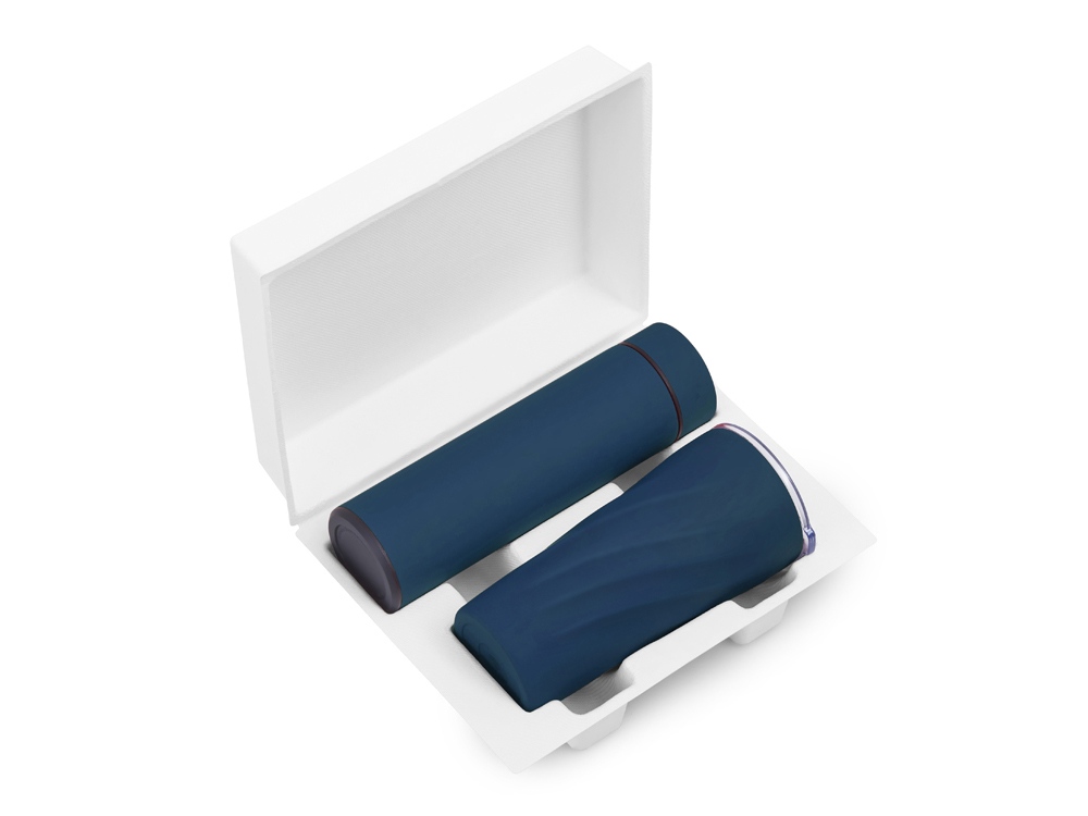 Подарочный набор FAMILY с термосом и термокружкой, темно-синий-1