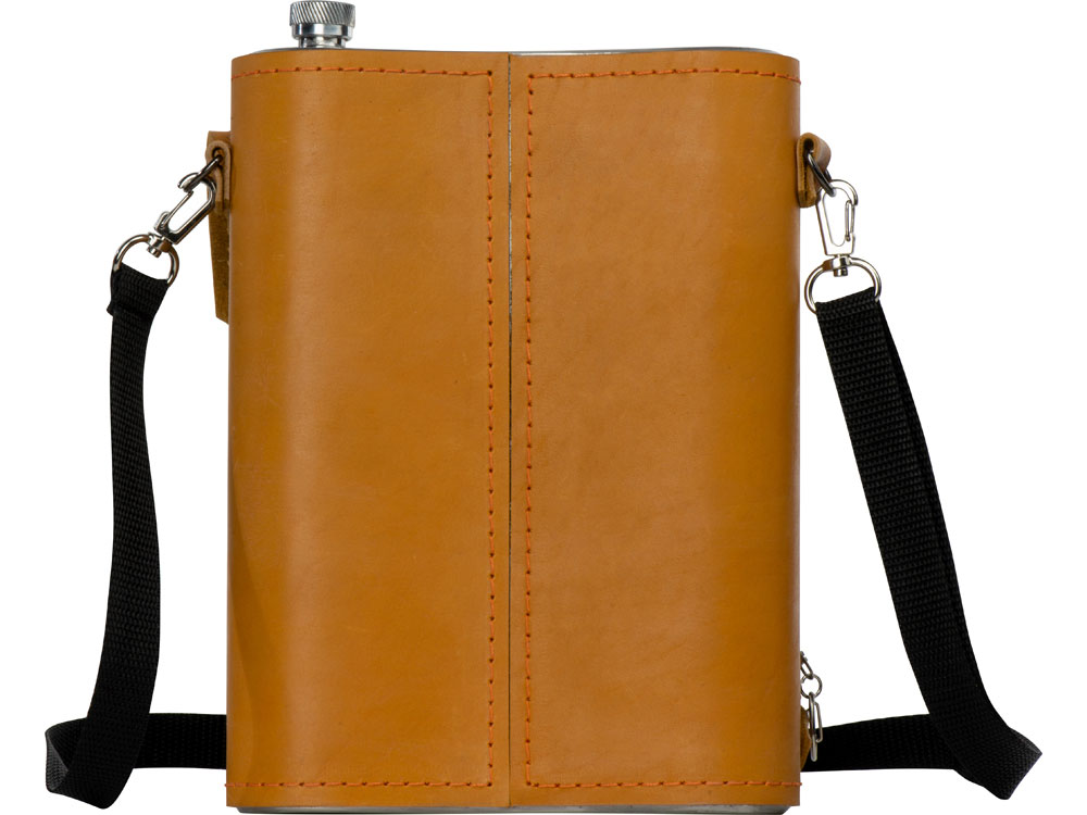 Набор Подарочный: фляга 511/2 (рыжая кожа), 2л+2 стаканчика+2 вилки-3