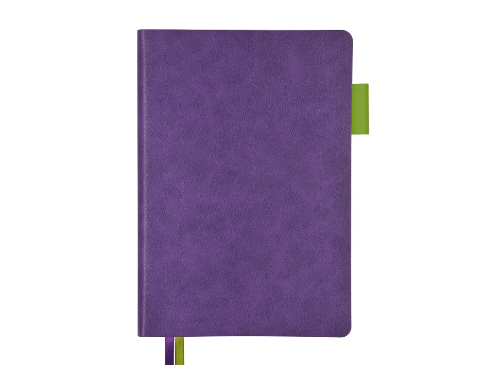 Ежедневник А5 датированный Boston 2026, фиолетовый с салатовым обрезом-1