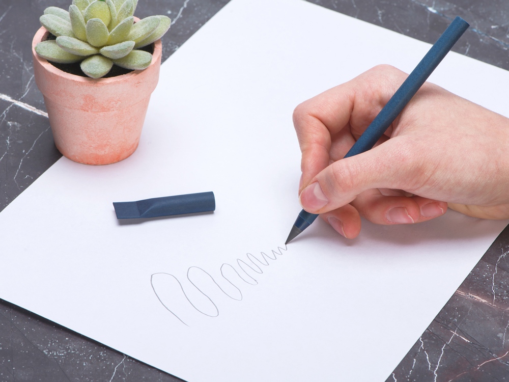 Вечный карандаш из переработанной бумаги Recycled pencil, темно-синий-3