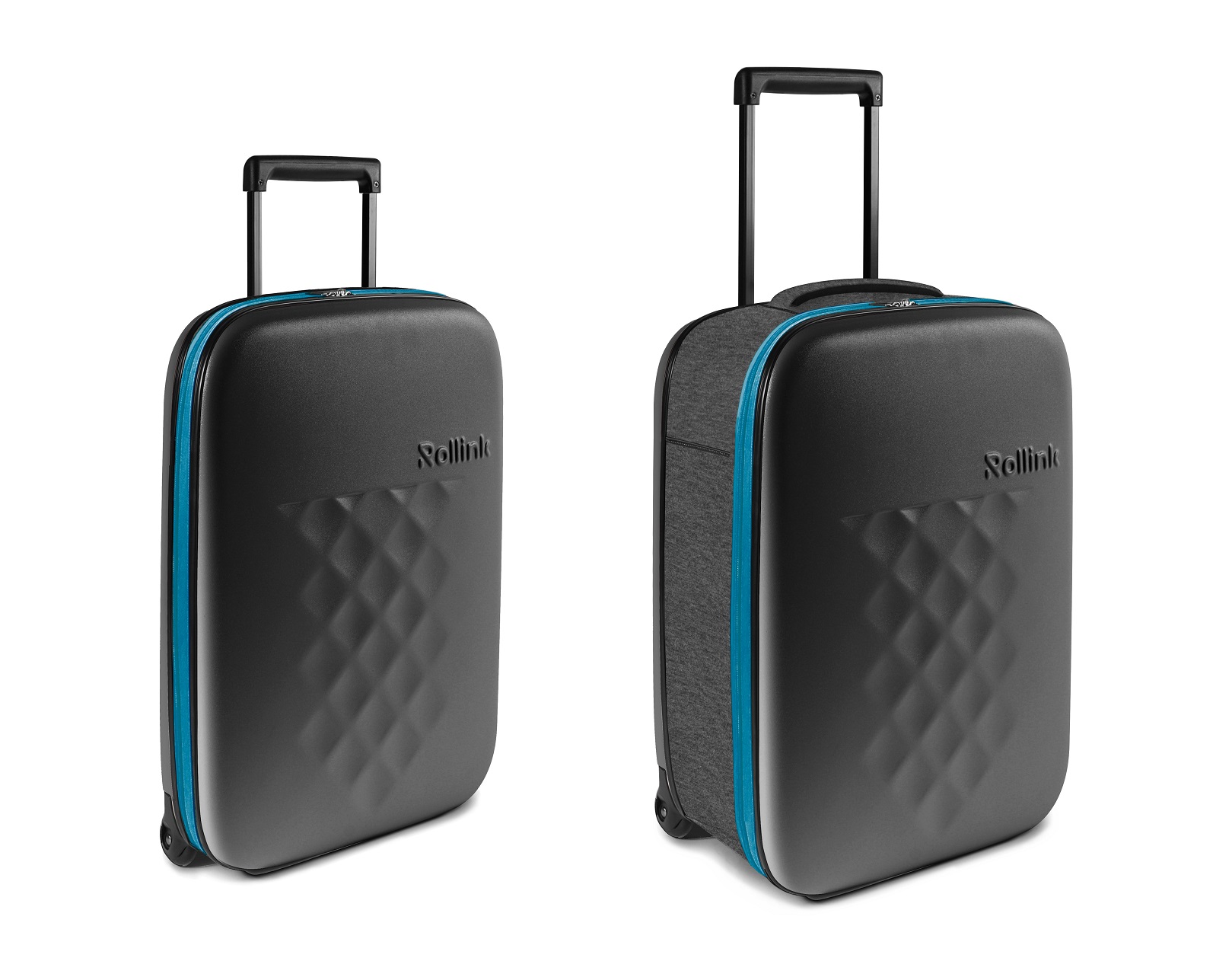 Чемодан складной Rollink Earth 55x40x20 см, 2 колеса, черный/синий-1