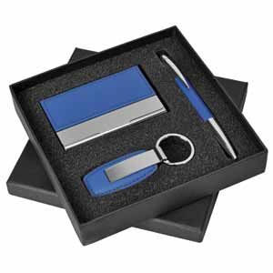 Набор "Эксперт": визитница, брелок и авторучка, синий-0