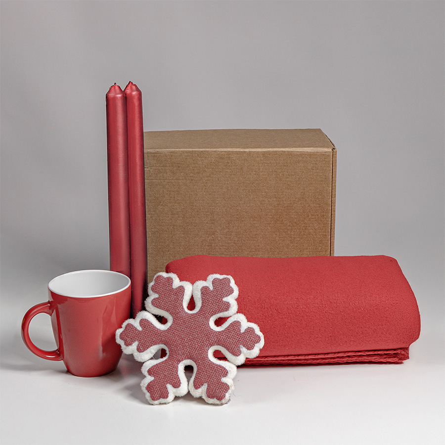 Набор подарочный MOOD: плед, кружка, игрушка, свечи; красный, красный-0