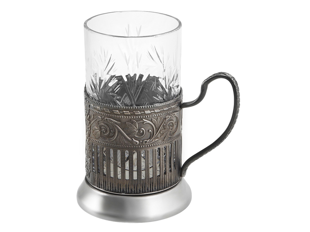 Чайный набор с подстаканником и фарфоровым чайником ЭГОИСТ-М, серебристый/белый-9