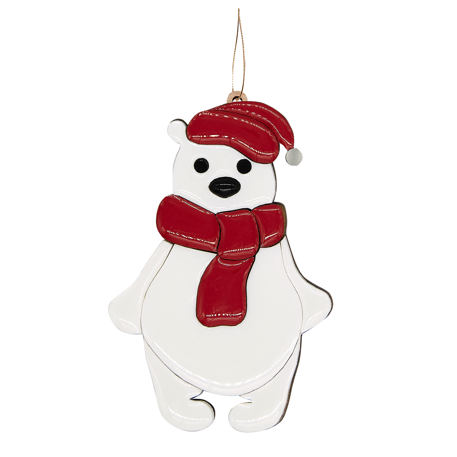 Ёлочная Игрушка Медвежонок (белый с красным)-0