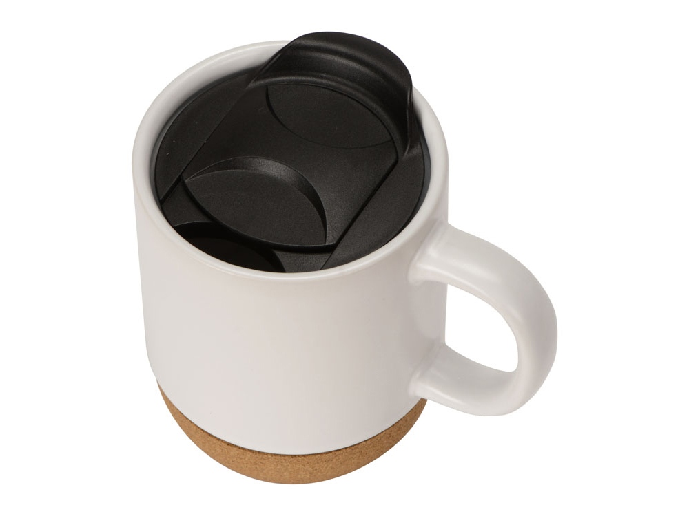 Кружка Denpasar с пробковым дном и крышкой, цветная с двух сторон, белый-1