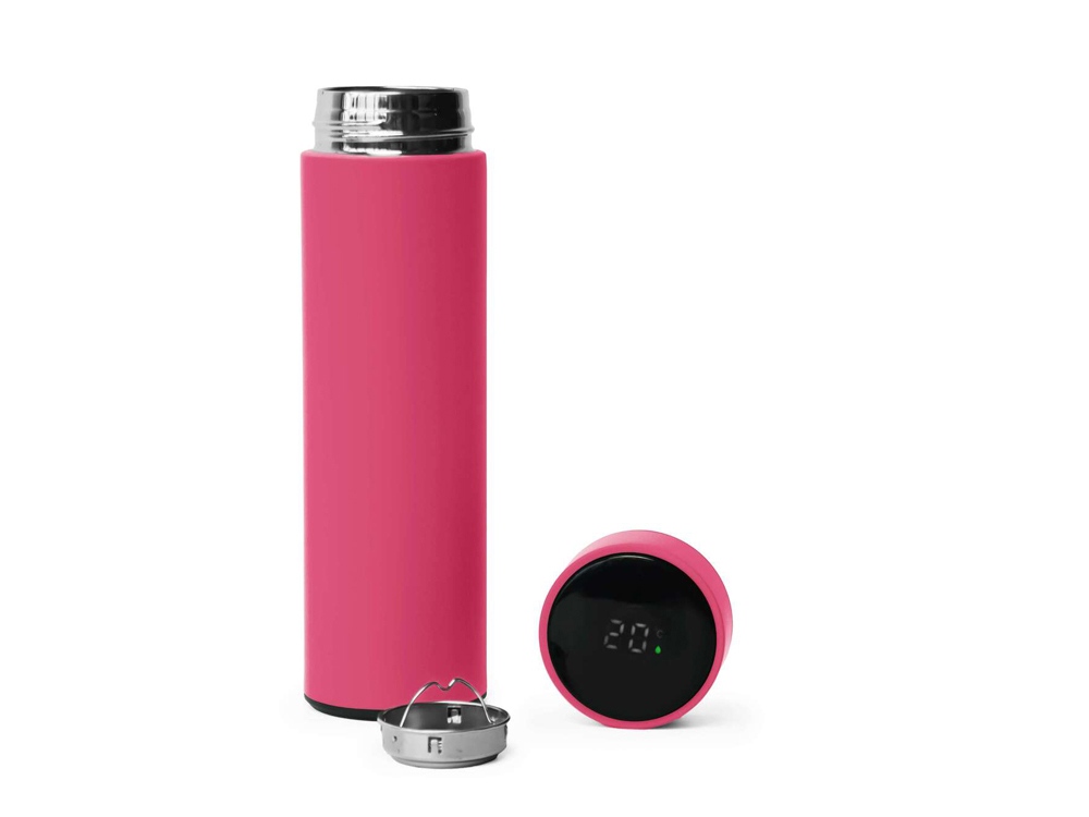 Термос FAMILY MARK LED, soft touch (Розовый)-2