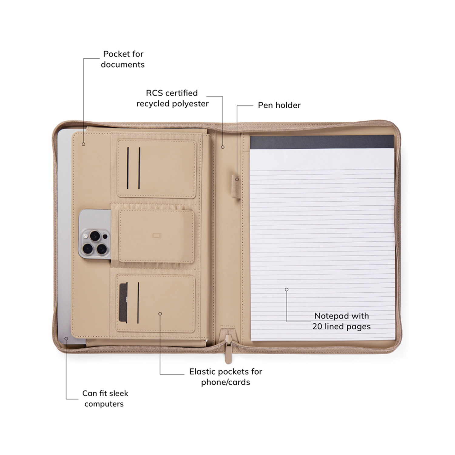 Органайзер VINGA Baltimore из переработанного PU RCS, A4-5