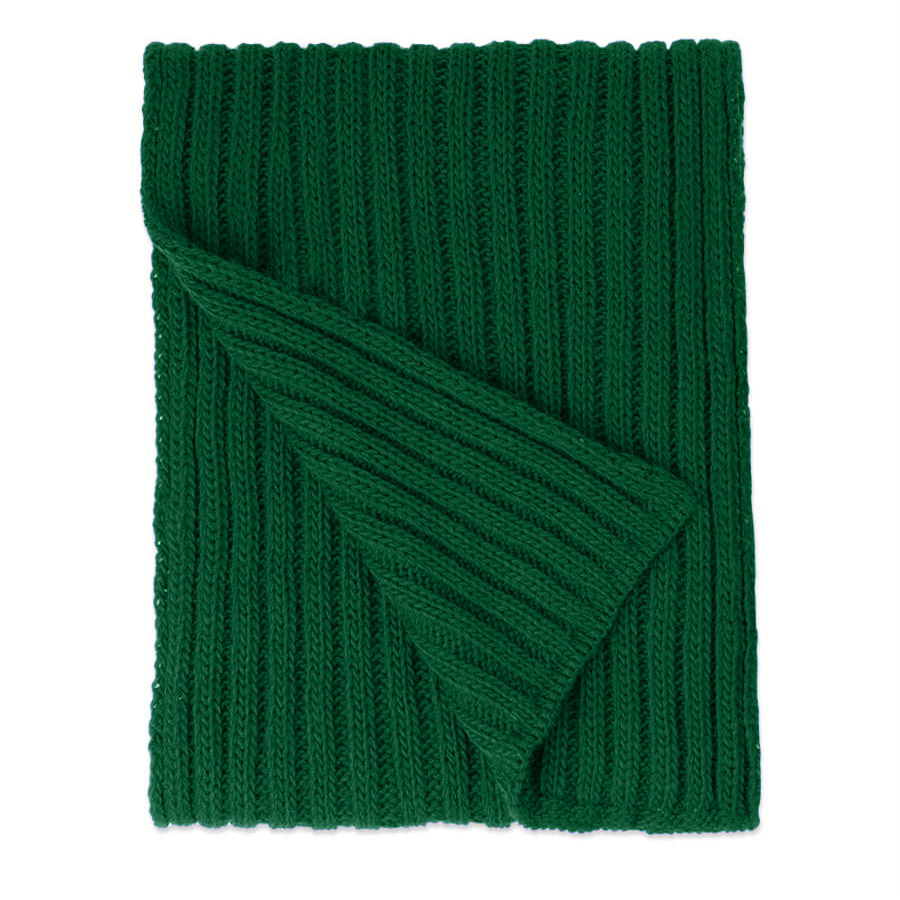 Шарф вязаный НАСВЯЗИ© шерсть/акрил, темно-зелёный-1