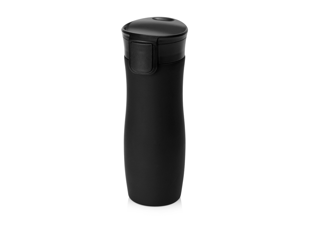 Вакуумная термокружка с кнопкой Streamline, Waterline, soft-touch, тубус, черный-0