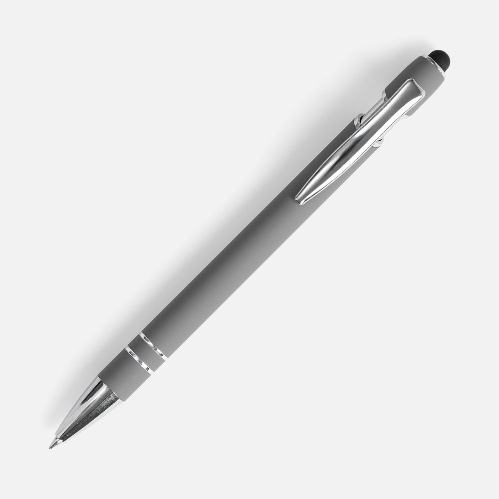 Ручка шариковая Pointer Soft Touch со стилусом, серая-1